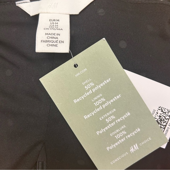 NWT H&M Dots Ruched Long Puff Sleeve Crop - Picture 7 of 8